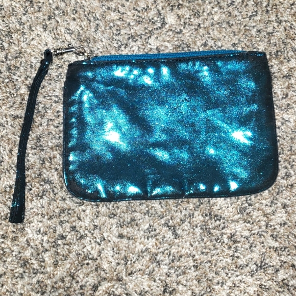 Express, Quilted, Glittery, Blue Wristlet, Travel Bag, Makeup Bag - Picture 3 of 5